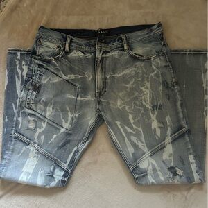 Akoo Men's Light Blue Distressed Jeans